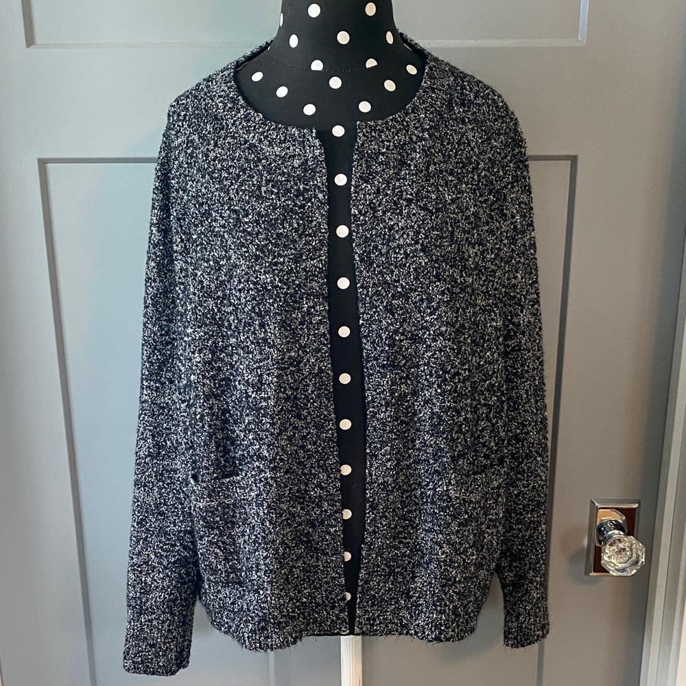 LOFT Charcoal and Cream Knit Sweater